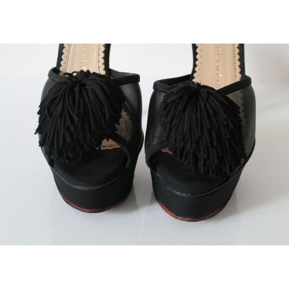Charlotte Olympia Mesh Satin Pom Pom Pomoline Platform Stiletto Heel Size 36.5 - Picture 6 of 10